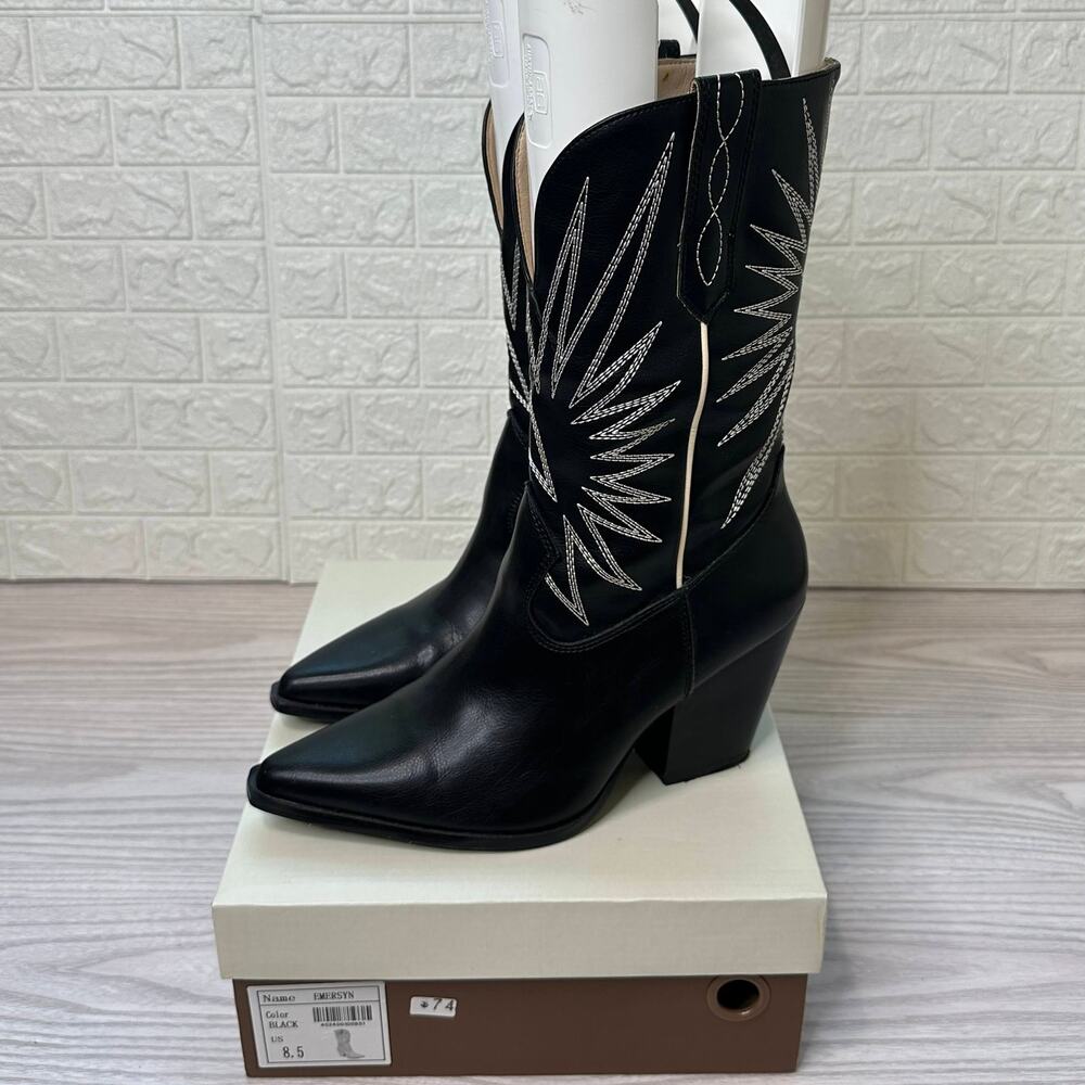 Oasis Society Emersyn Cowboy Boots WMNS US 8.5 Black Snip Toe Western Festival